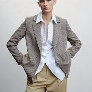 Mango Wrap check blazer Size L